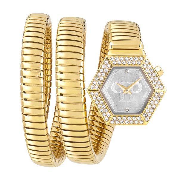 Womens Wristwatch Philipp Plein Snake Hexagon Stainless Steel Golden